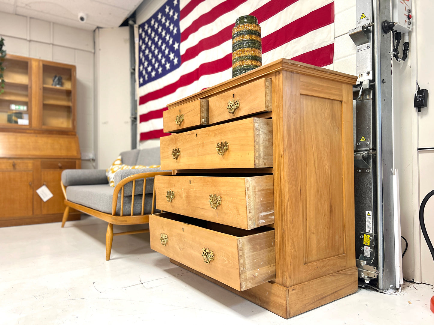 Edwardian, Two over Three Pine Chest of Drawers