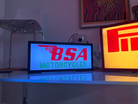 BSA Motorcycles, Vintage Illuminated Sign / Light Box