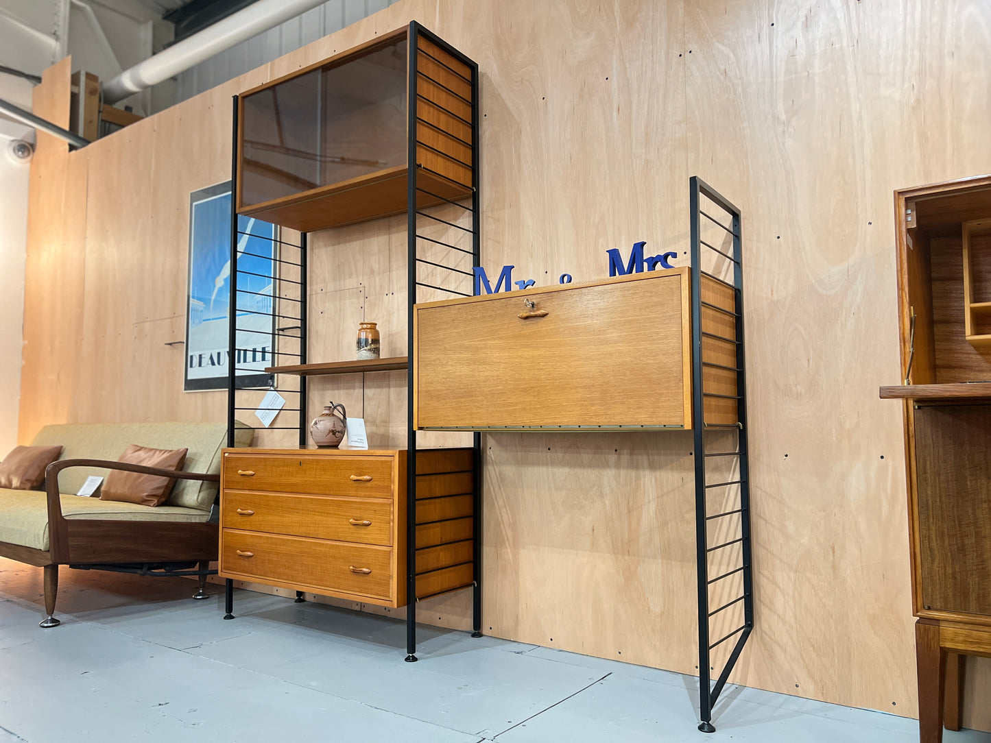 Ladderax by Staples, Two Bay Teak Modular Wall Unit