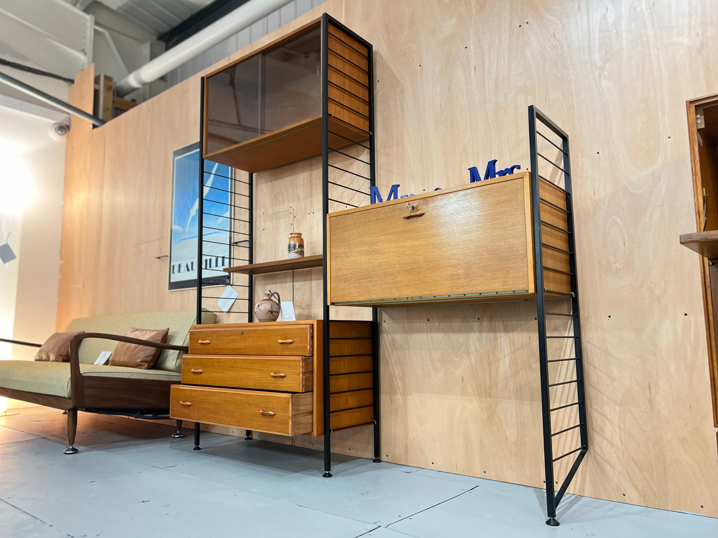 Ladderax by Staples, Two Bay Teak Modular Wall Unit