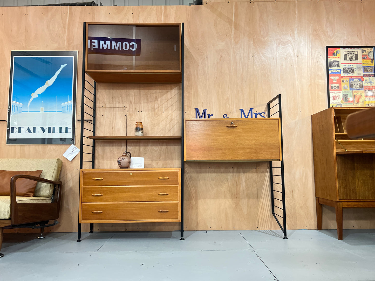 Ladderax by Staples, Two Bay Teak Modular Wall Unit