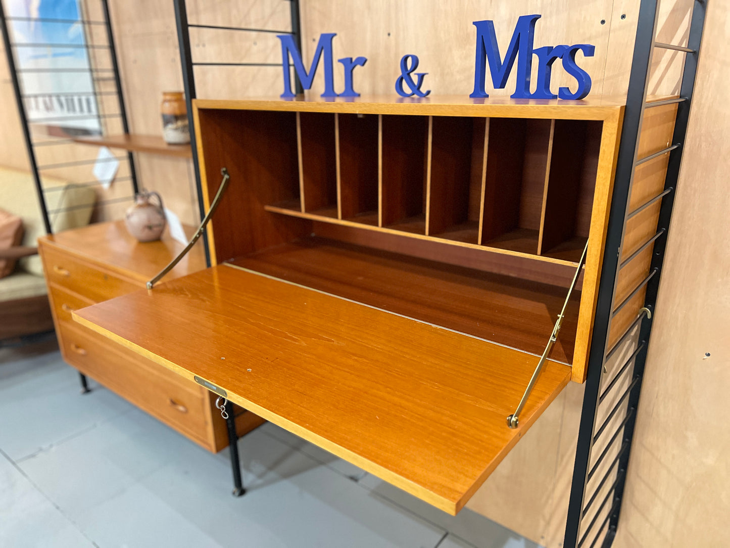 Ladderax by Staples, Two Bay Teak Modular Wall Unit