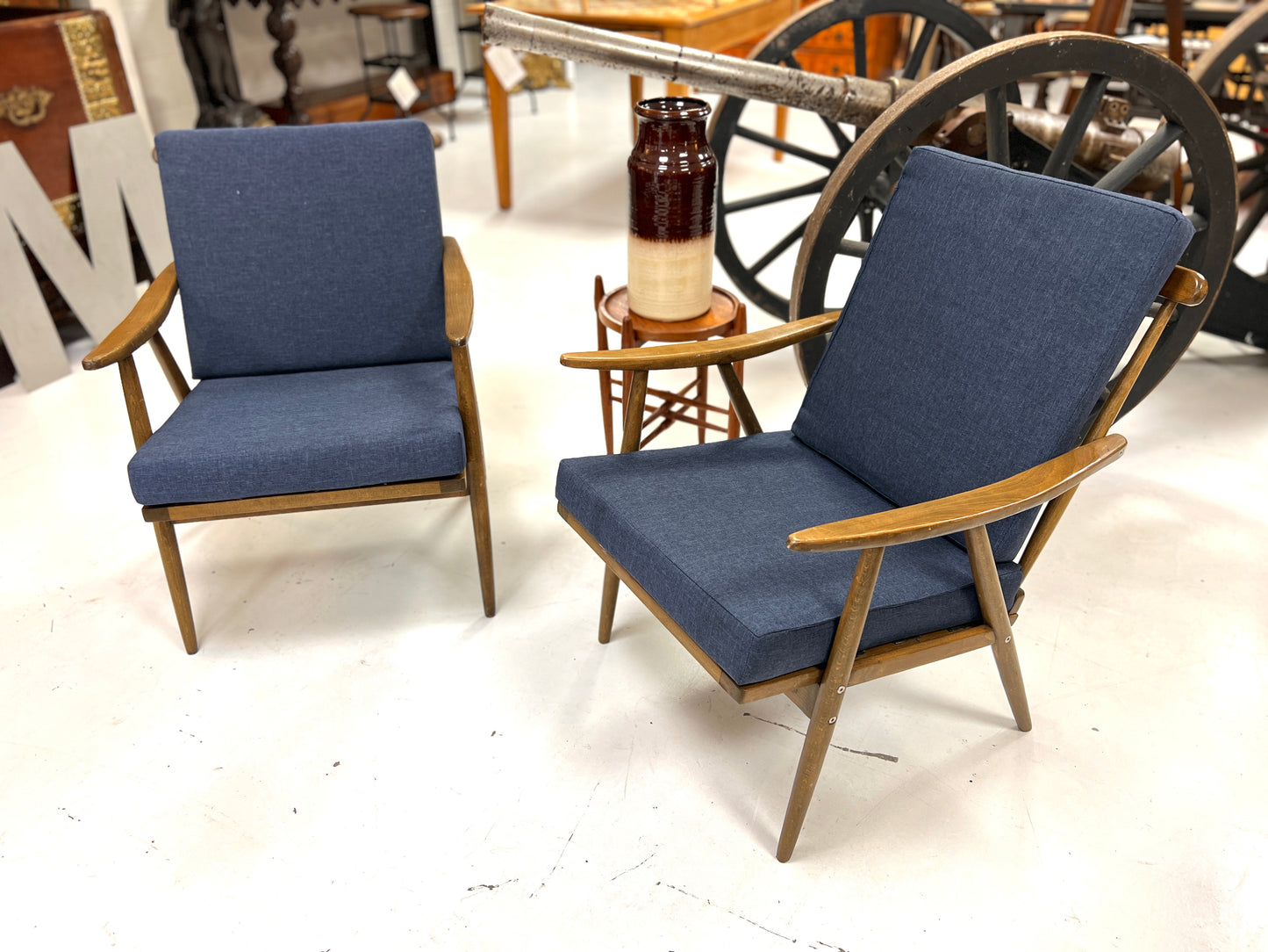 Antonín Šuman for TON Thonet, Pair of Mid-Century Teak Boomerang Armchairs