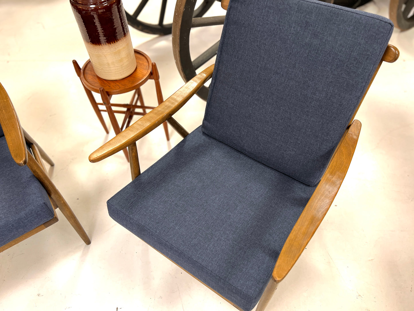 Antonín Šuman for TON Thonet, Pair of Mid-Century Teak Boomerang Armchairs