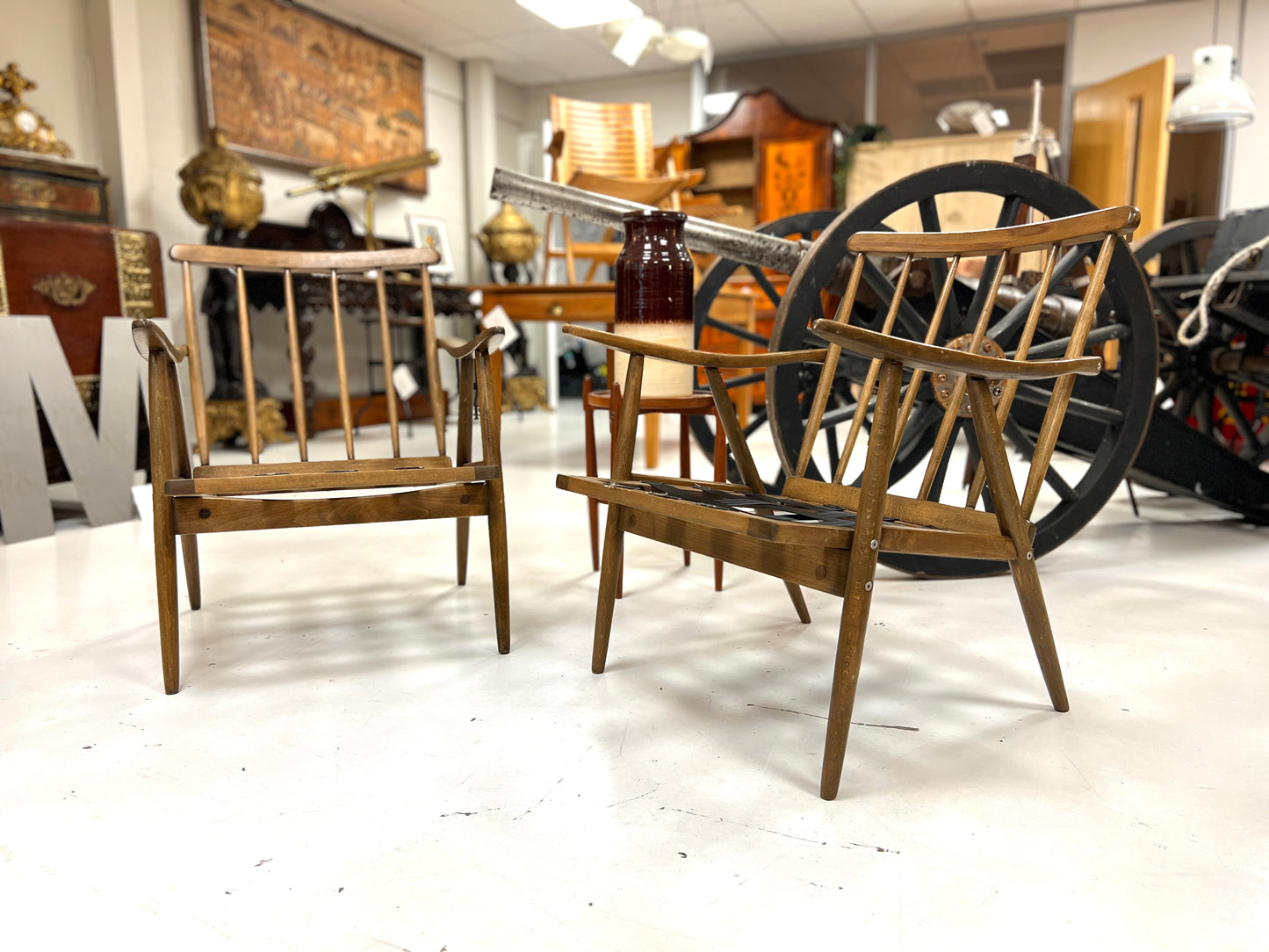 Antonín Šuman for TON Thonet, Pair of Mid-Century Teak Boomerang Armchairs