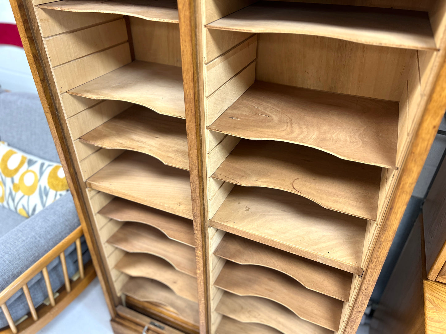 20th Century Oak Double Tambour Front Filing Cabinet