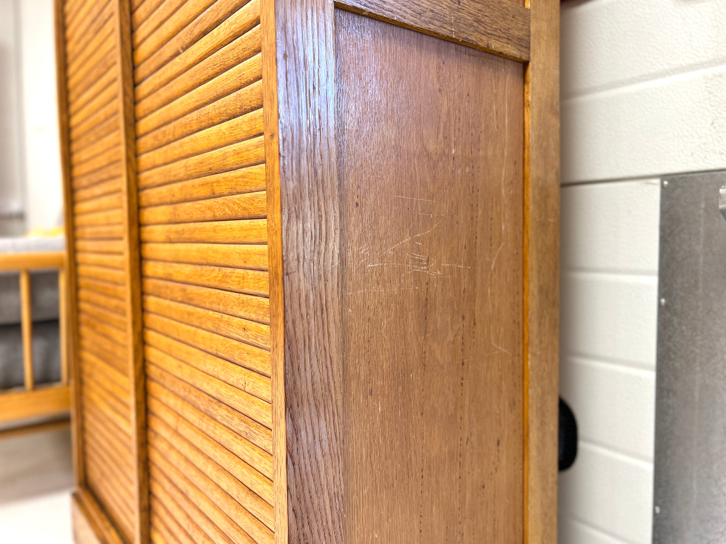 20th Century Oak Double Tambour Front Filing Cabinet