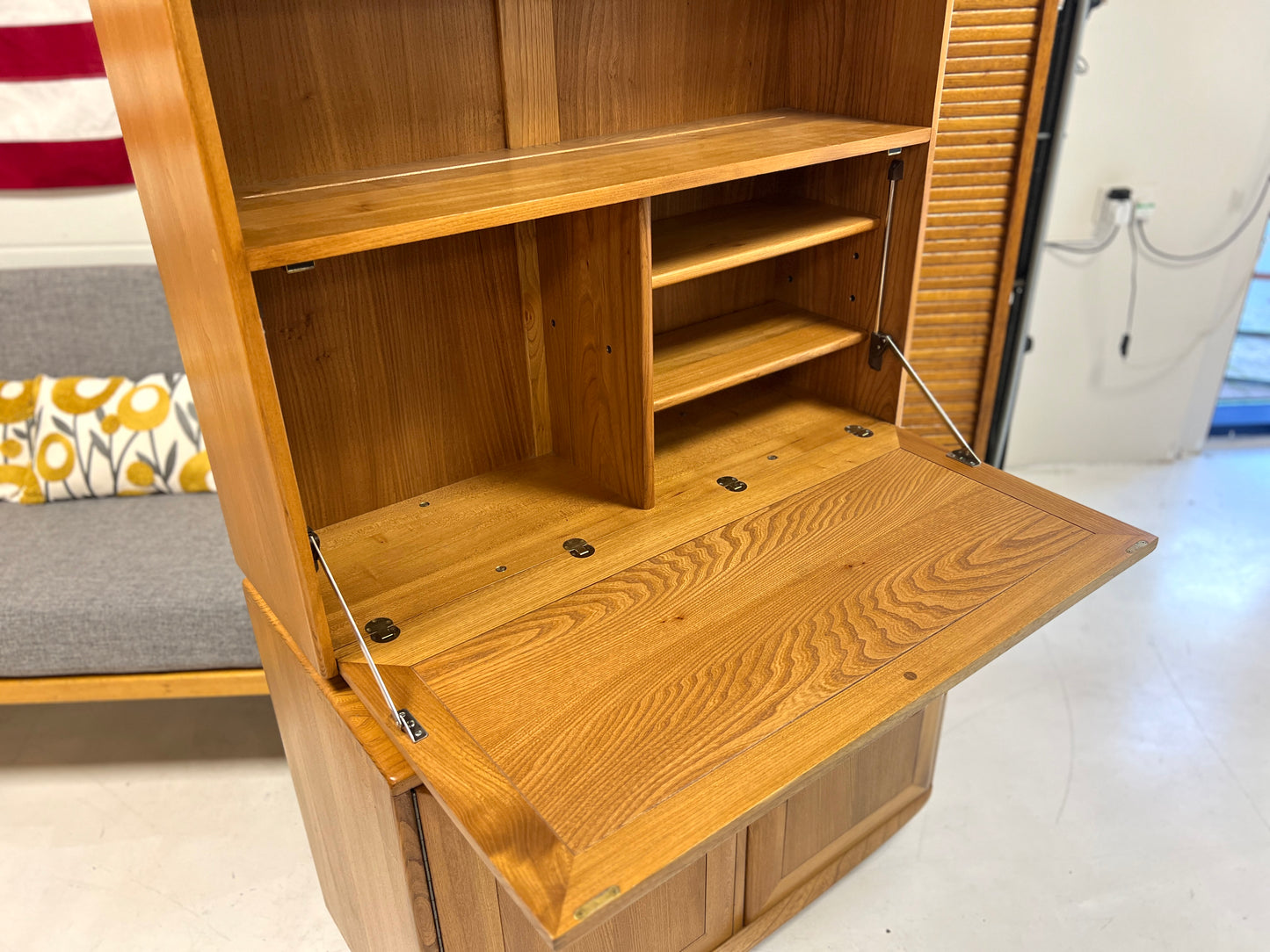 Ercol Windsor, Vintage Compact Bookcase Bureau