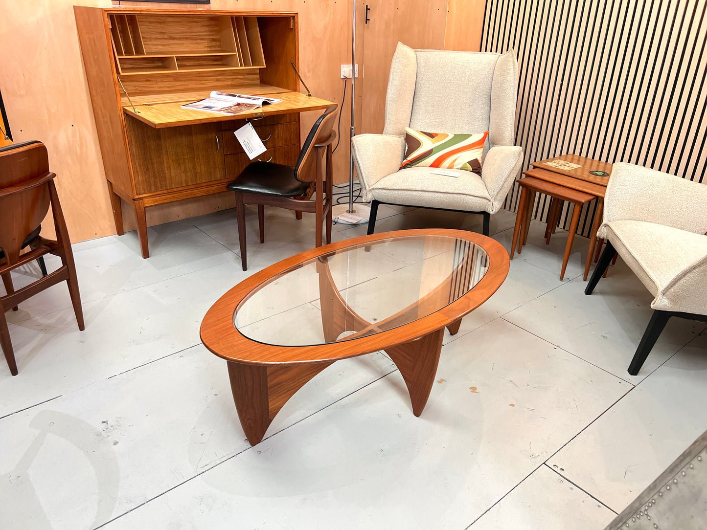 G Plan, Astro Teak and Glass Oval Coffee Table