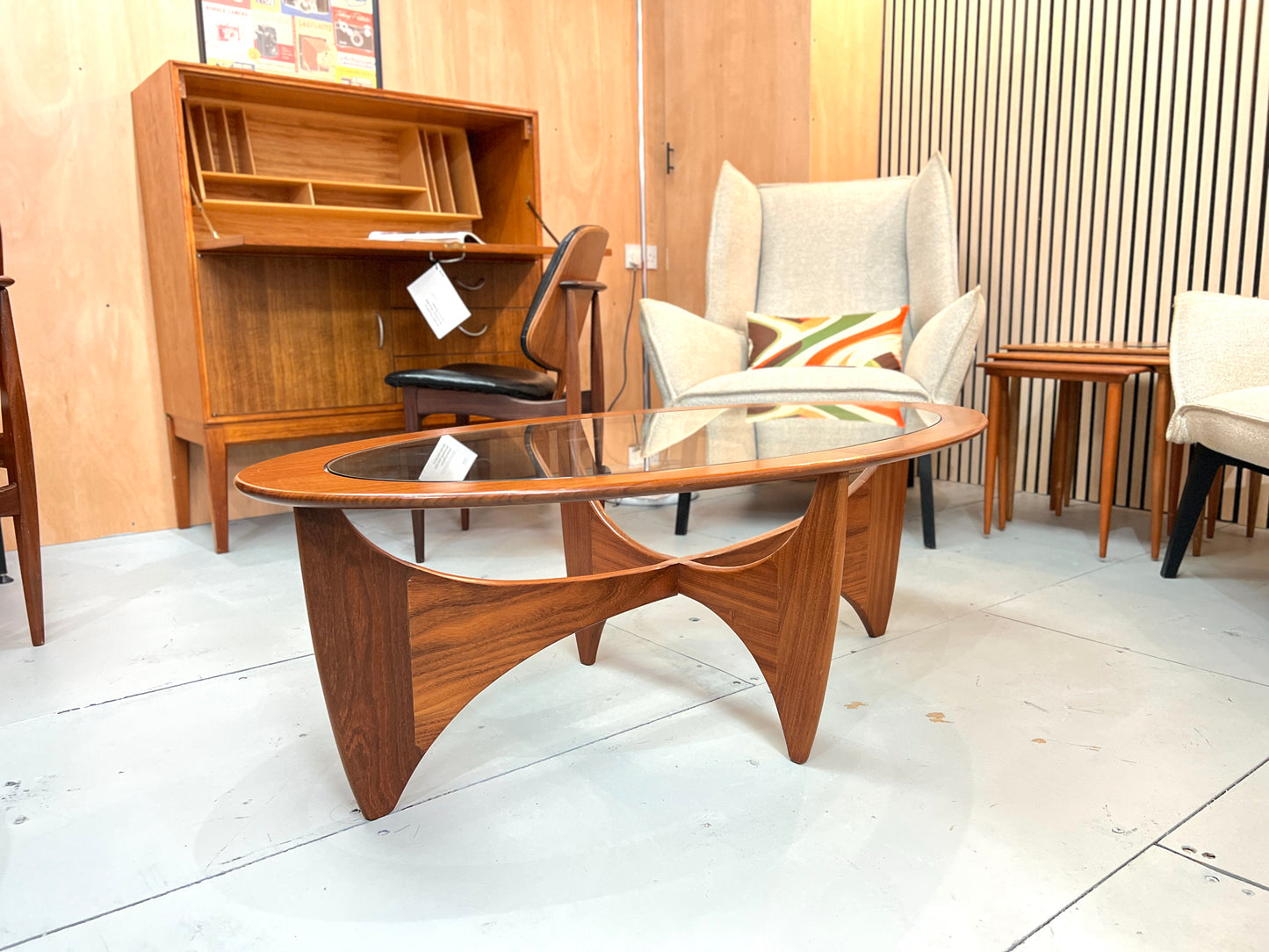 G Plan, Astro Teak and Glass Oval Coffee Table