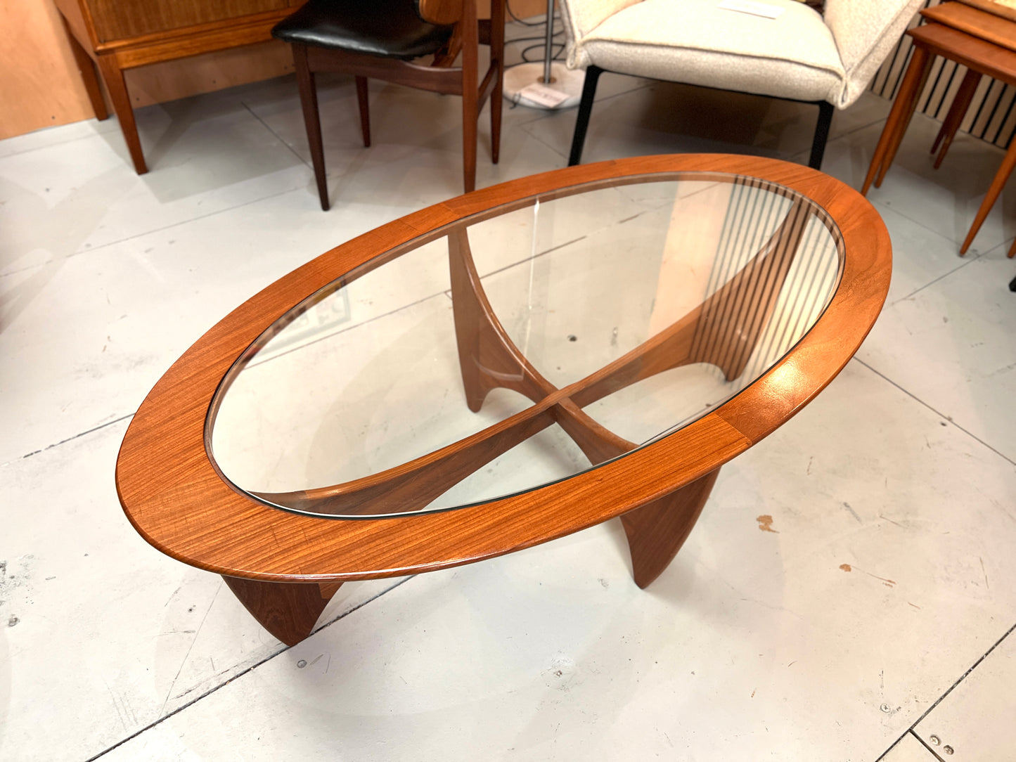 G Plan, Astro Teak and Glass Oval Coffee Table