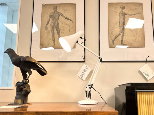 Anglepoise Model 90, White Mid-Century Adjustable Desk Lamp
