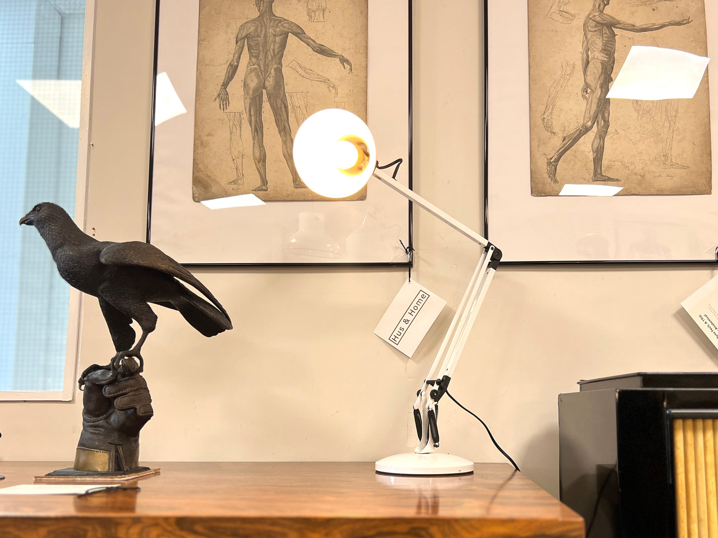 Anglepoise Model 90, White Mid-Century Adjustable Desk Lamp