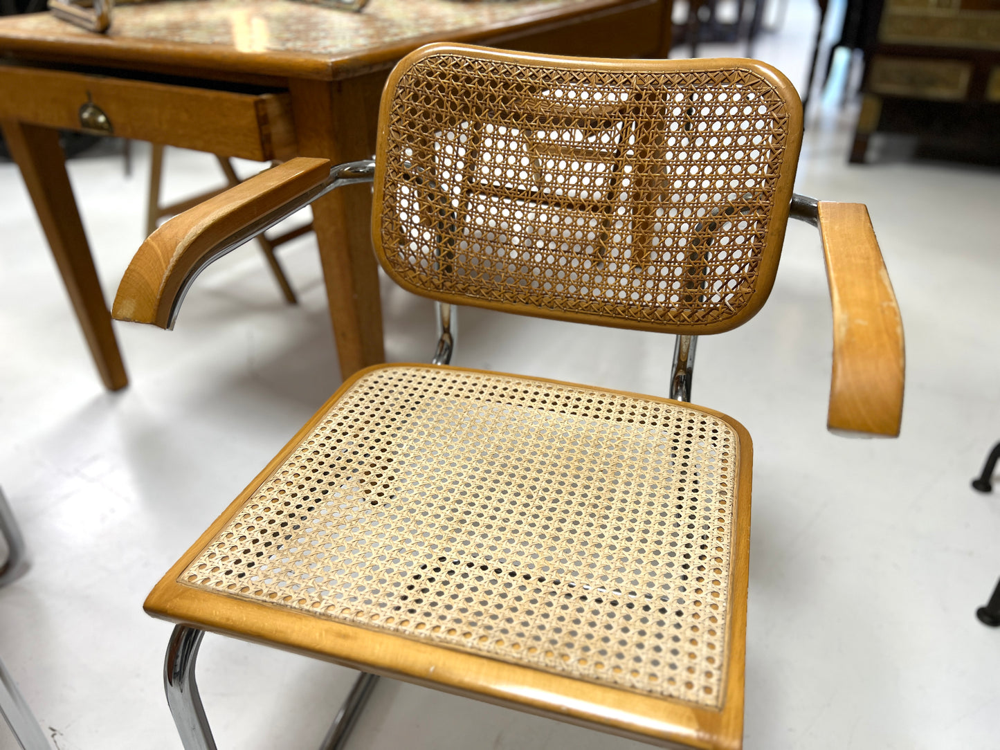 Marcel Breuer Cesca Dining Chairs, Set of Four, Cane and Chrome Frames