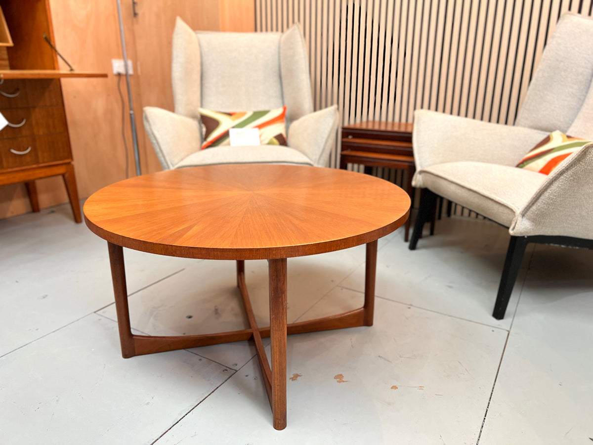A.H. McIntosh teak sunburst coffee table