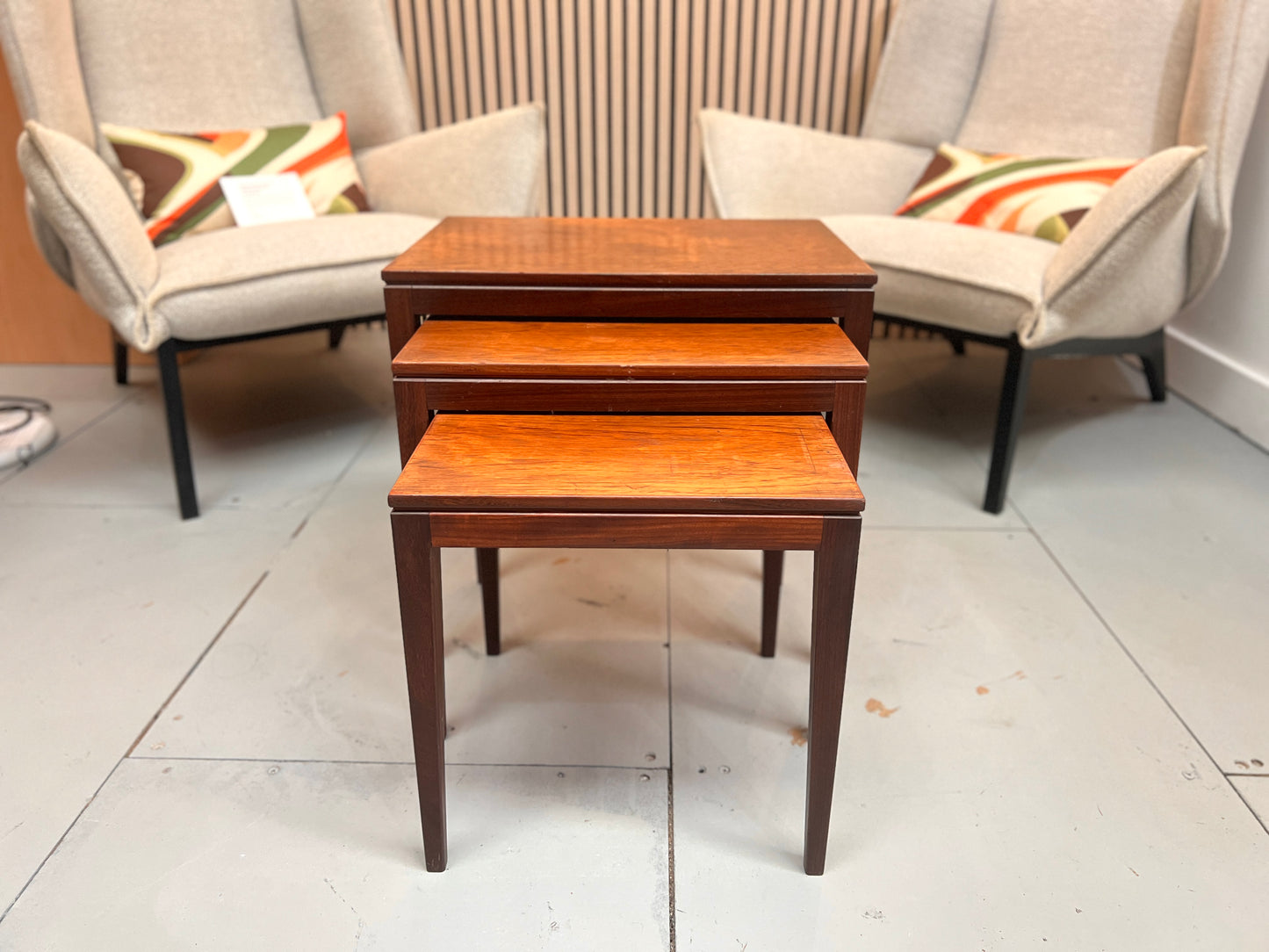 Richard Hornby for Fyne Lady, Set of 3 Afromosia Nest of Tables