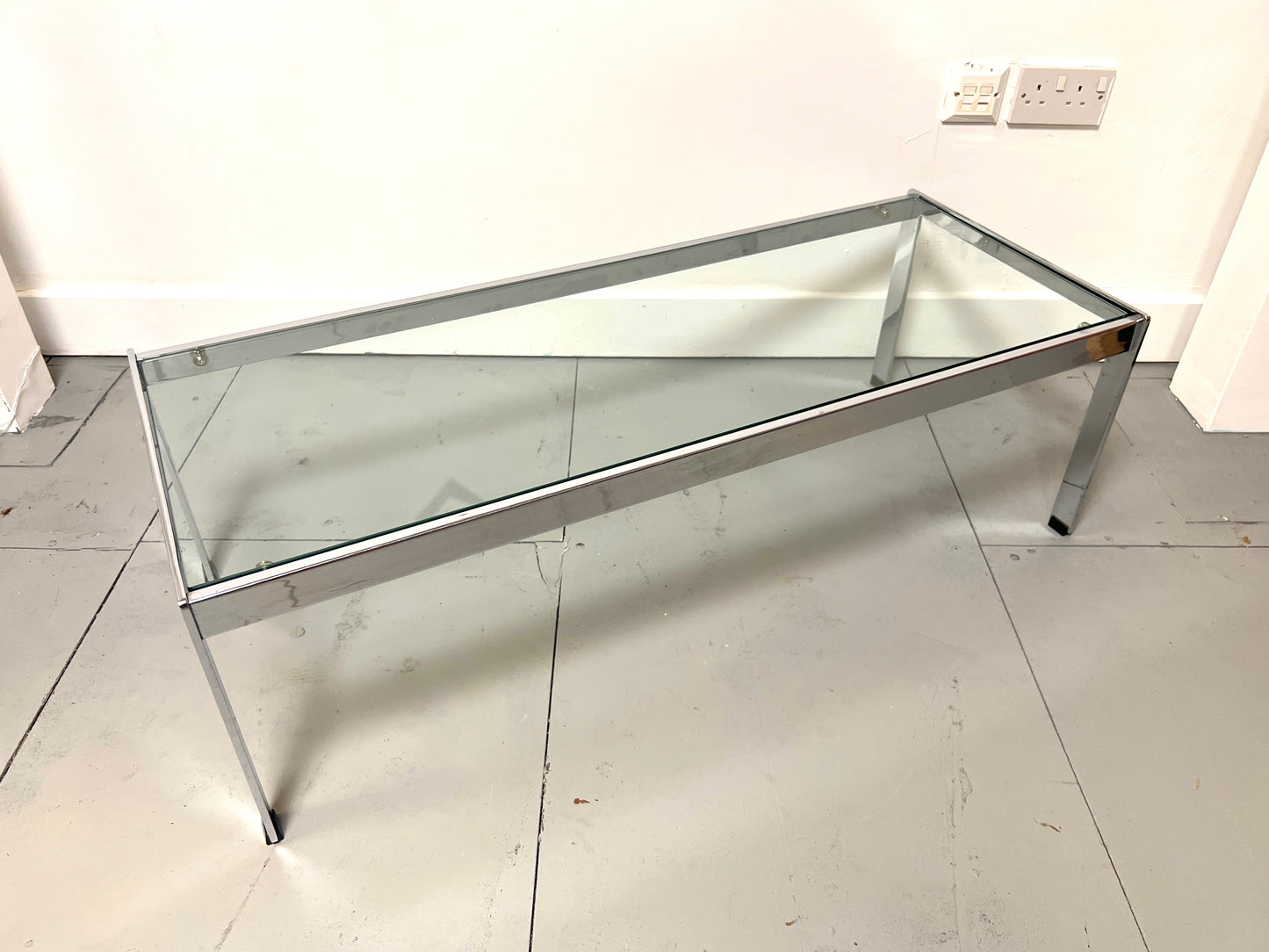Merrow Associates Chrome and Glass Coffee Table, Rectangular