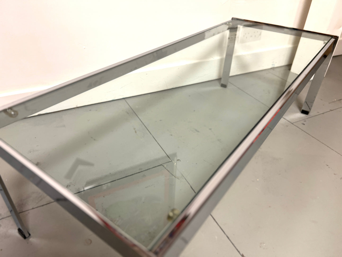 Merrow Associates Chrome and Glass Coffee Table, Rectangular