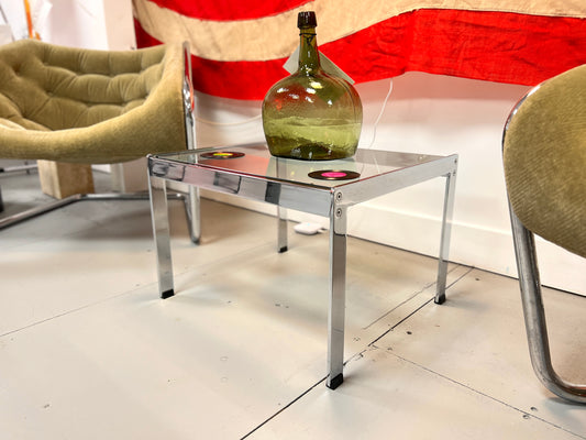 Merrow Associates Chrome and Glass Coffee Table, Square