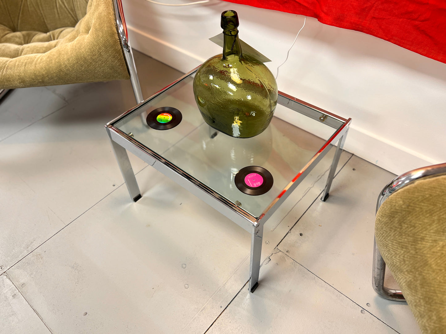 Merrow Associates Chrome and Glass Coffee Table, Square
