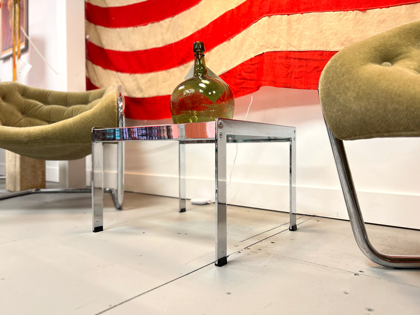 Merrow Associates Chrome and Glass Coffee Table, Square