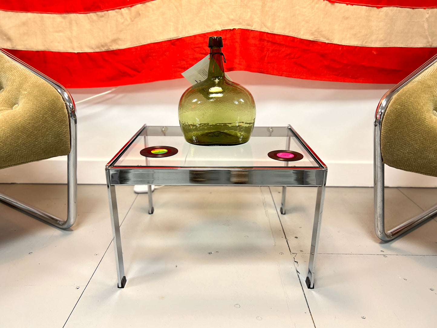 Merrow Associates Chrome and Glass Coffee Table, Square