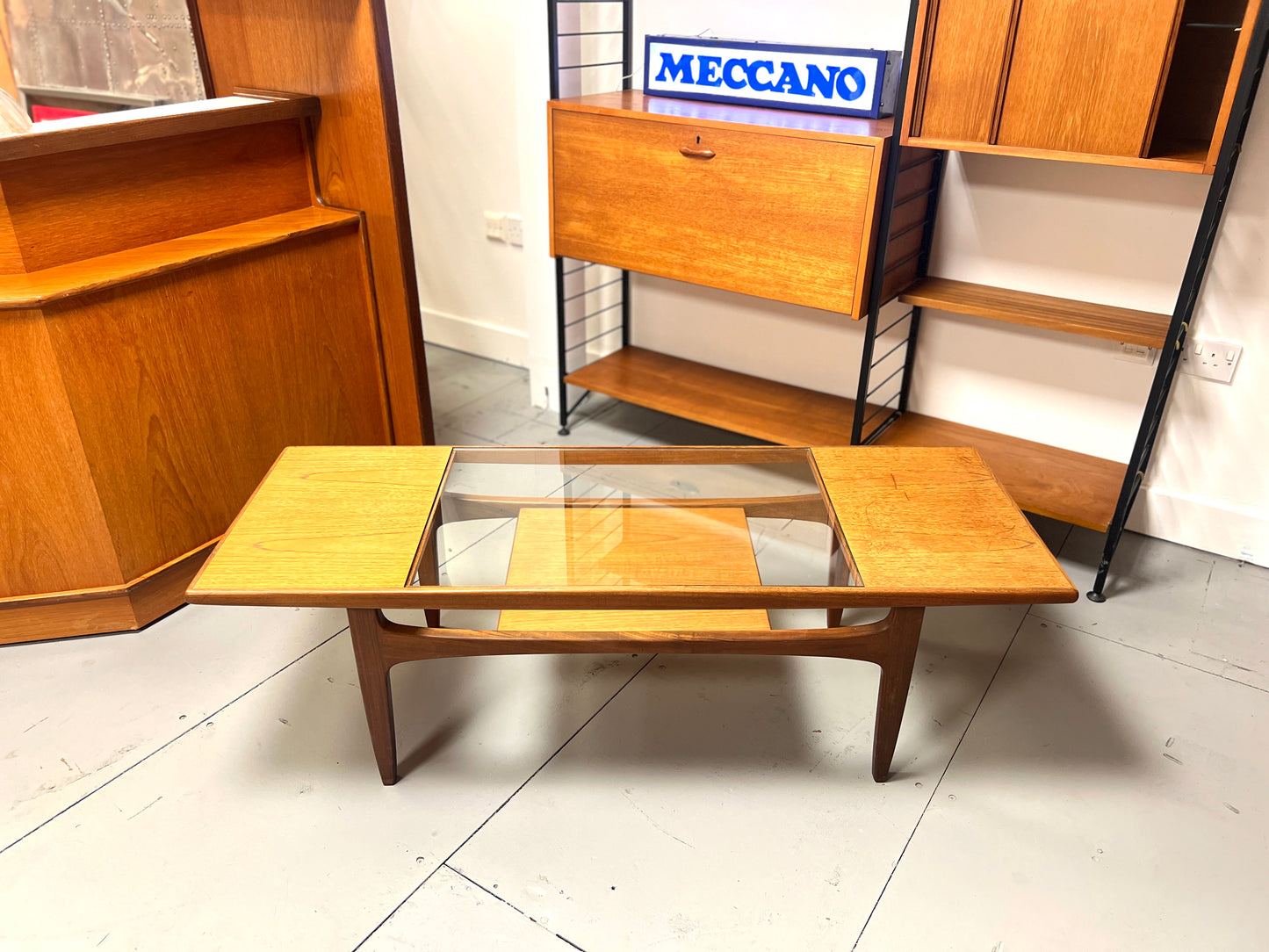 G-Plan Teak Coffee Table with Glass Insert, Rectangular