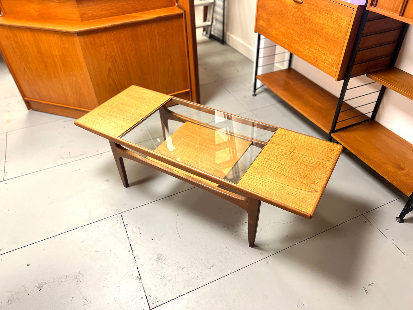 G-Plan Teak Coffee Table with Glass Insert, Rectangular