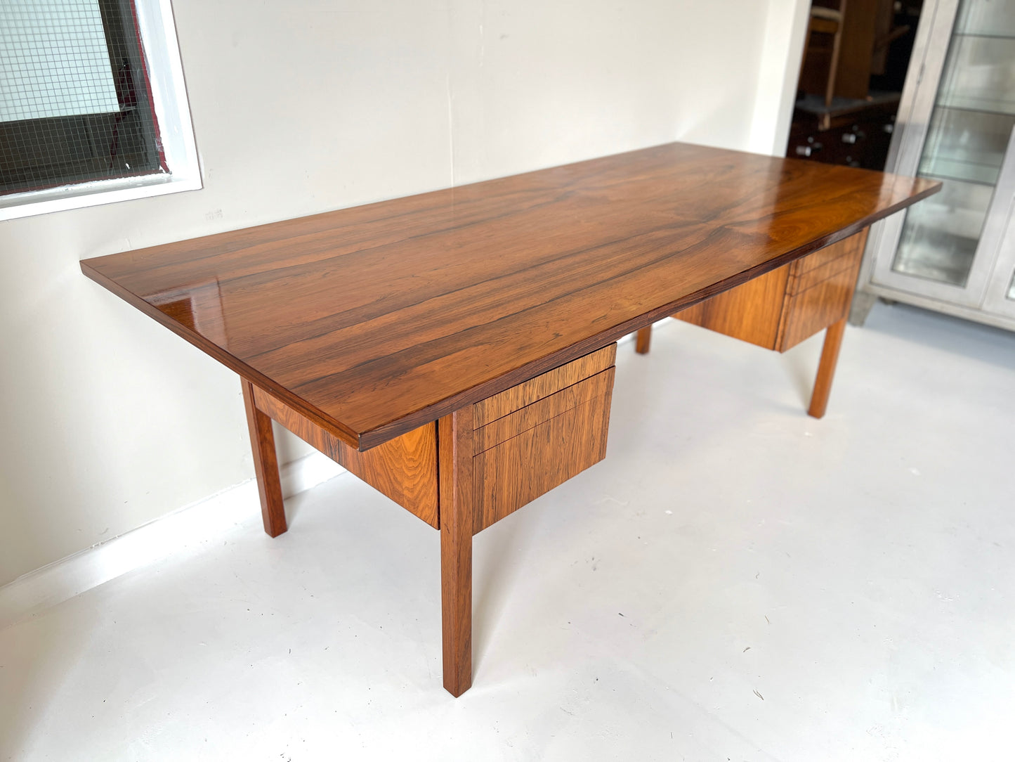 Mid-Century, 7ft Vintage Danish Rosewood Desk