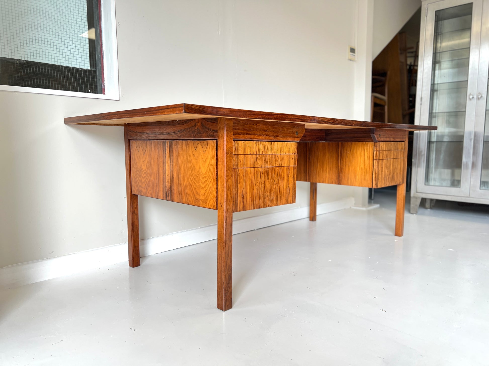 Mid-Century, 7ft Vintage Danish Rosewood Desk