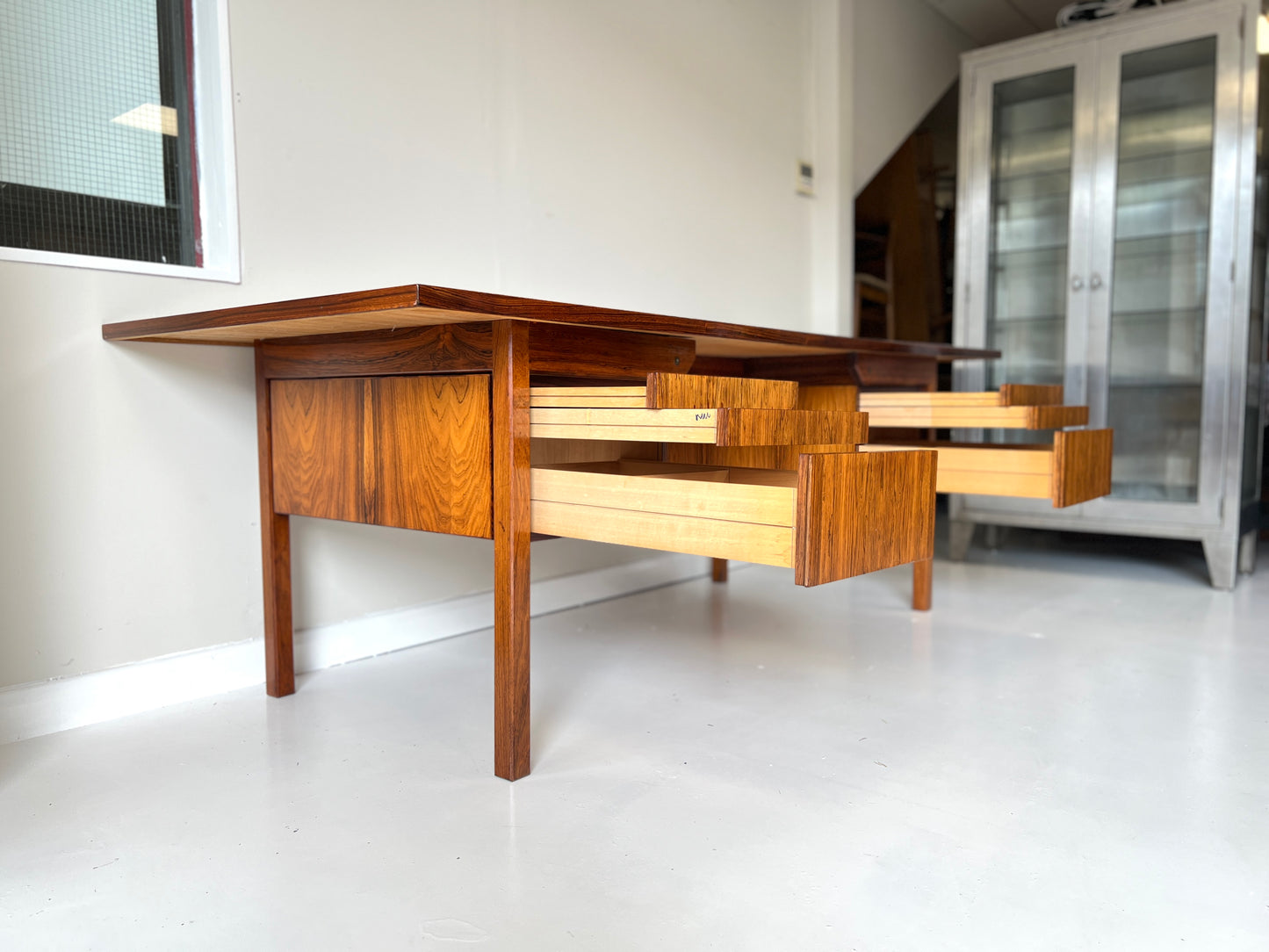 Mid-Century, 7ft Vintage Danish Rosewood Desk