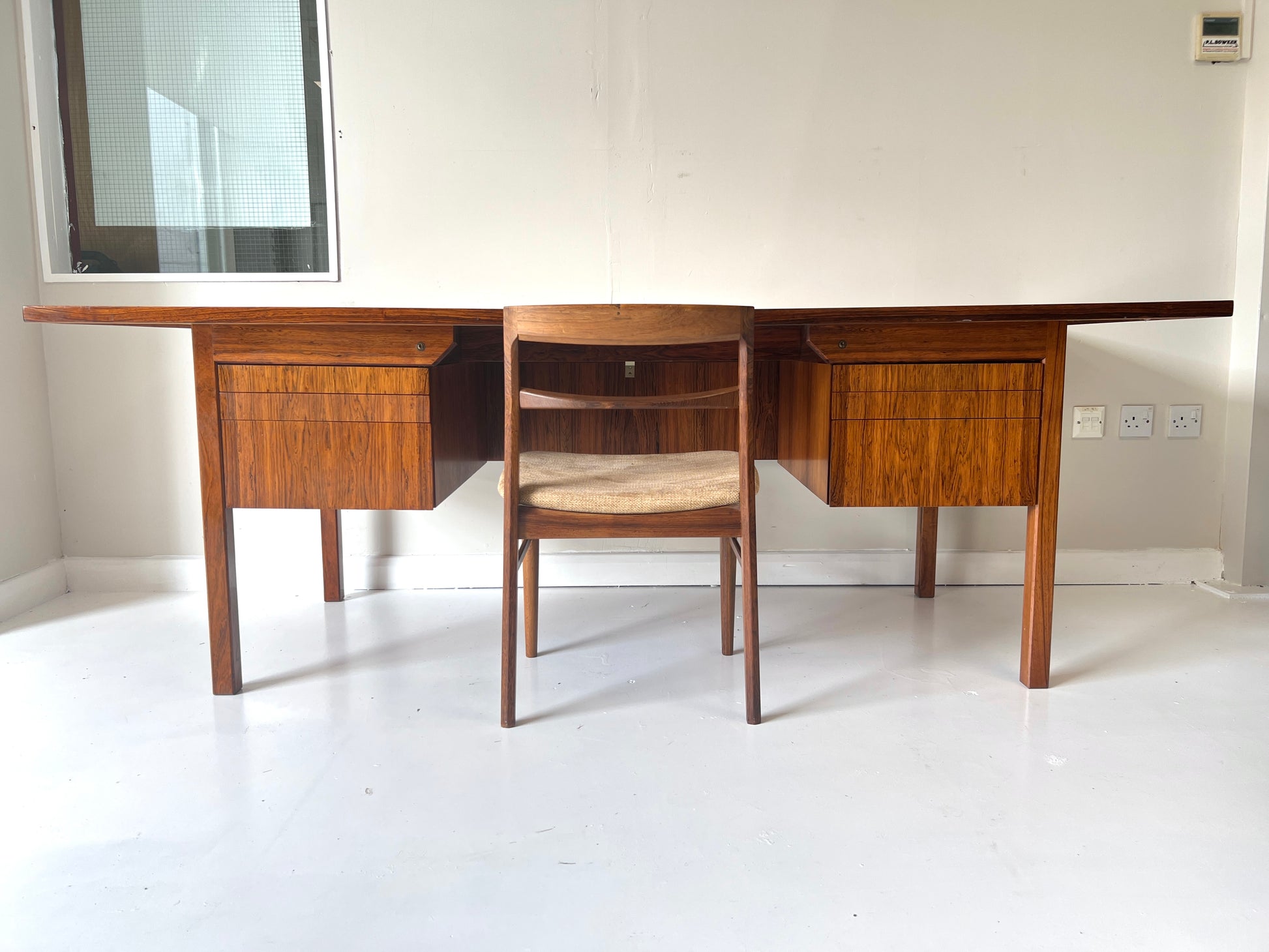 Mid-Century, 7ft Vintage Danish Rosewood Desk