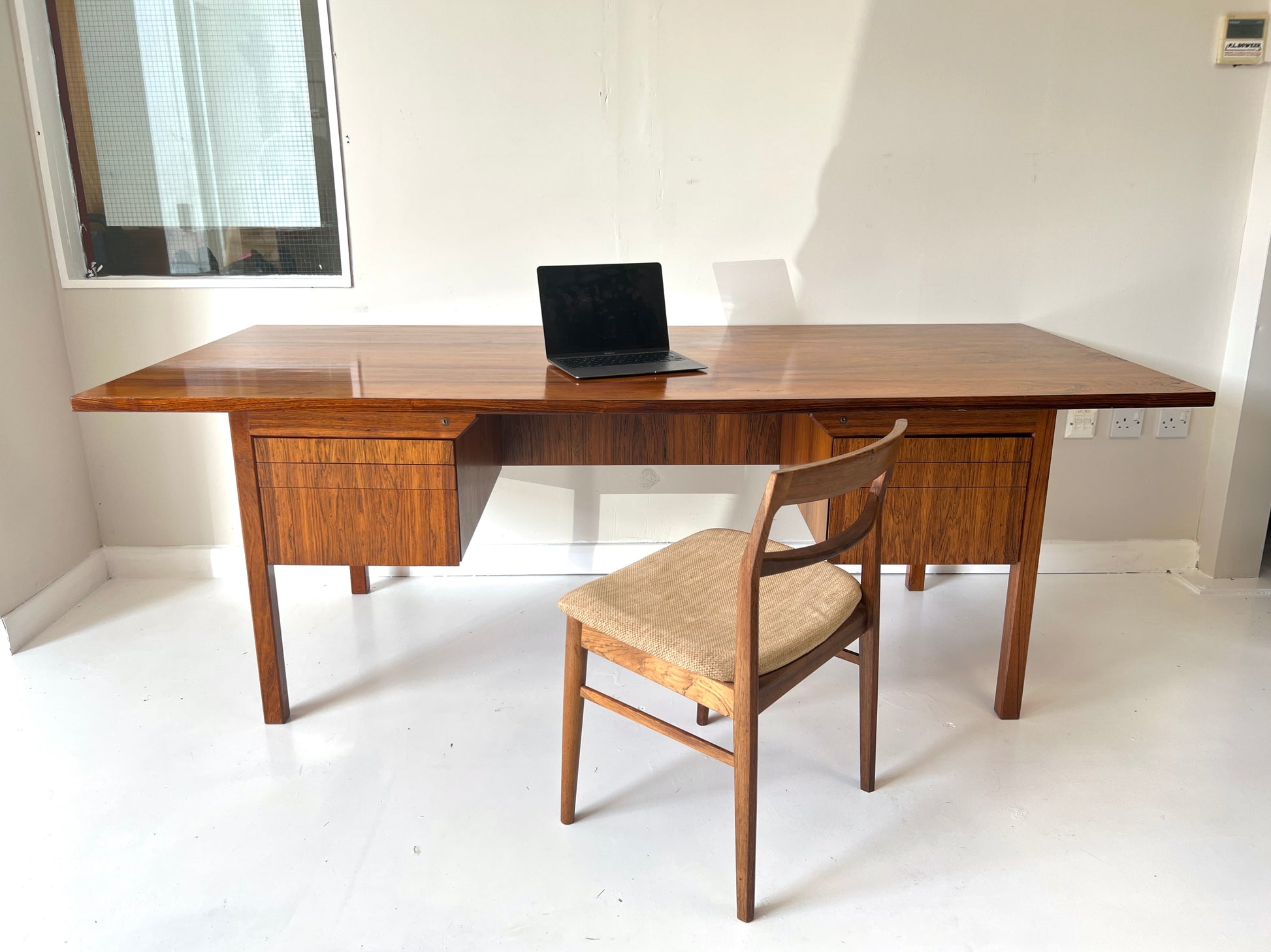 Mid-Century, 7ft Vintage Danish Rosewood Desk