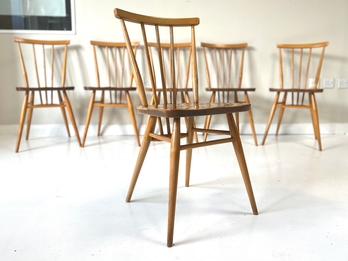 Ercol 391, Set of 6 Elm Dining Chairs