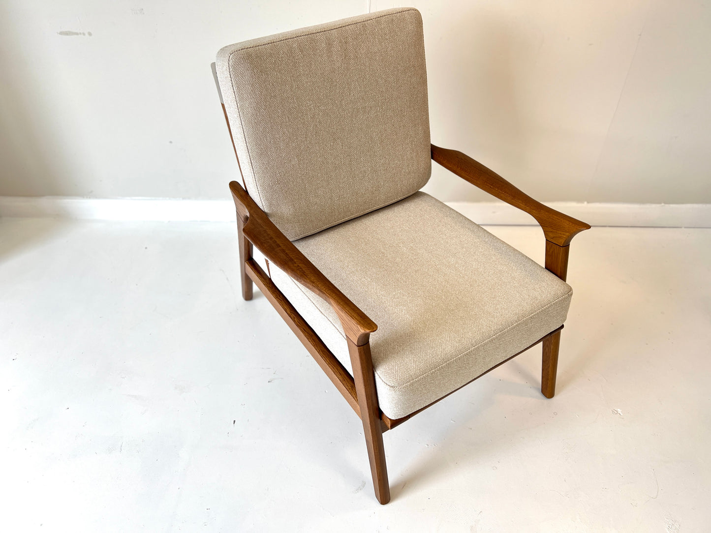 Mid Century Style, Oak Framed Lounge Chair