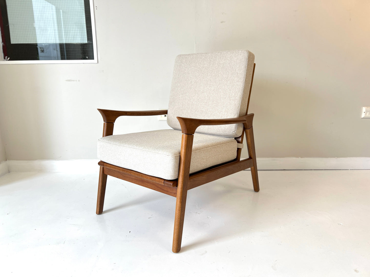 Mid Century Style, Oak Framed Lounge Chair