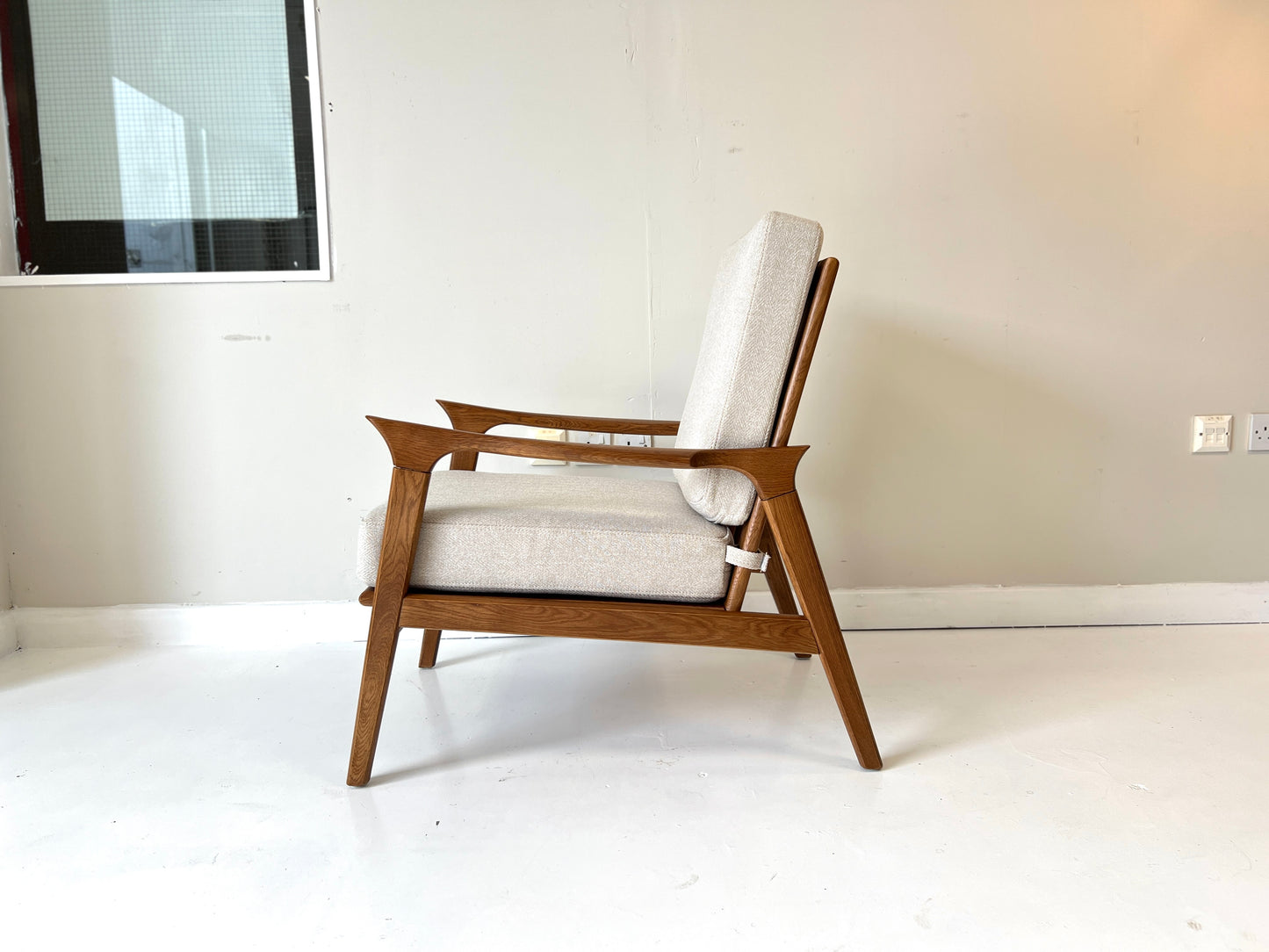 Mid Century Style, Oak Framed Lounge Chair