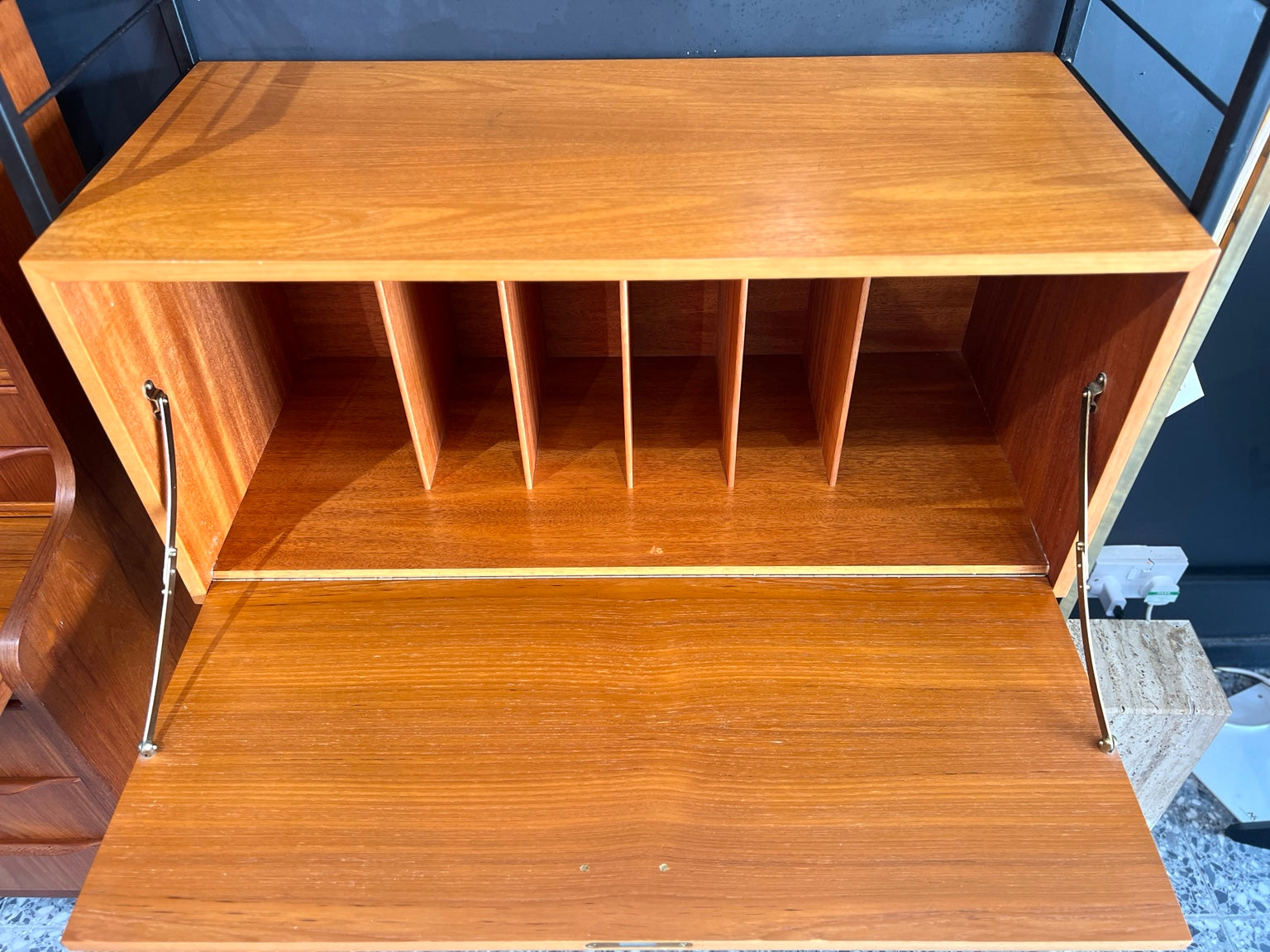 Ladderax vintage modular shelving open bureau detail