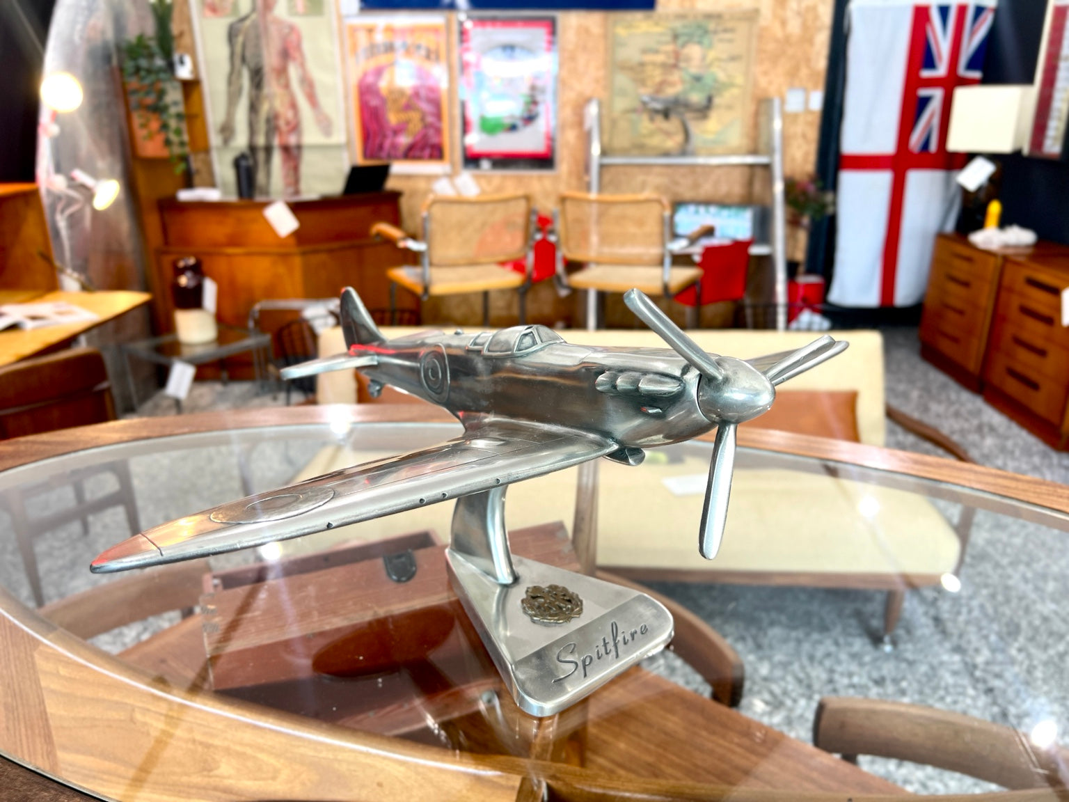 Scratch-built cast aluminium Spitfire model front side view
