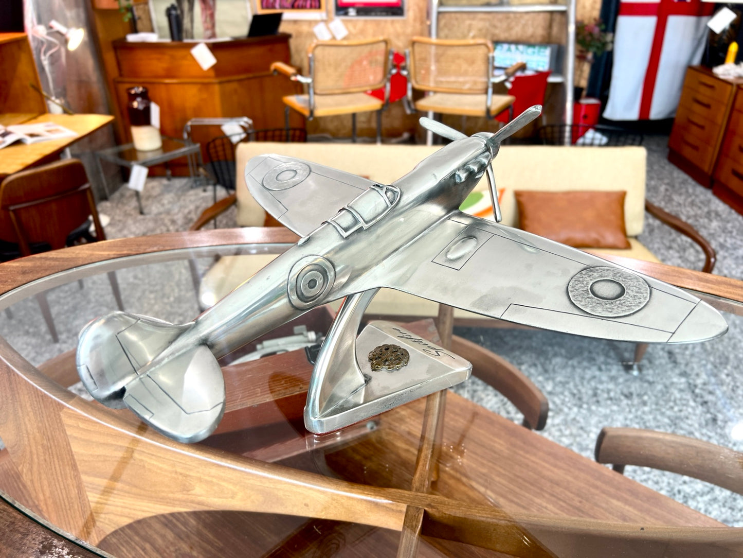 Scratch-built cast aluminium Spitfire model overhead view