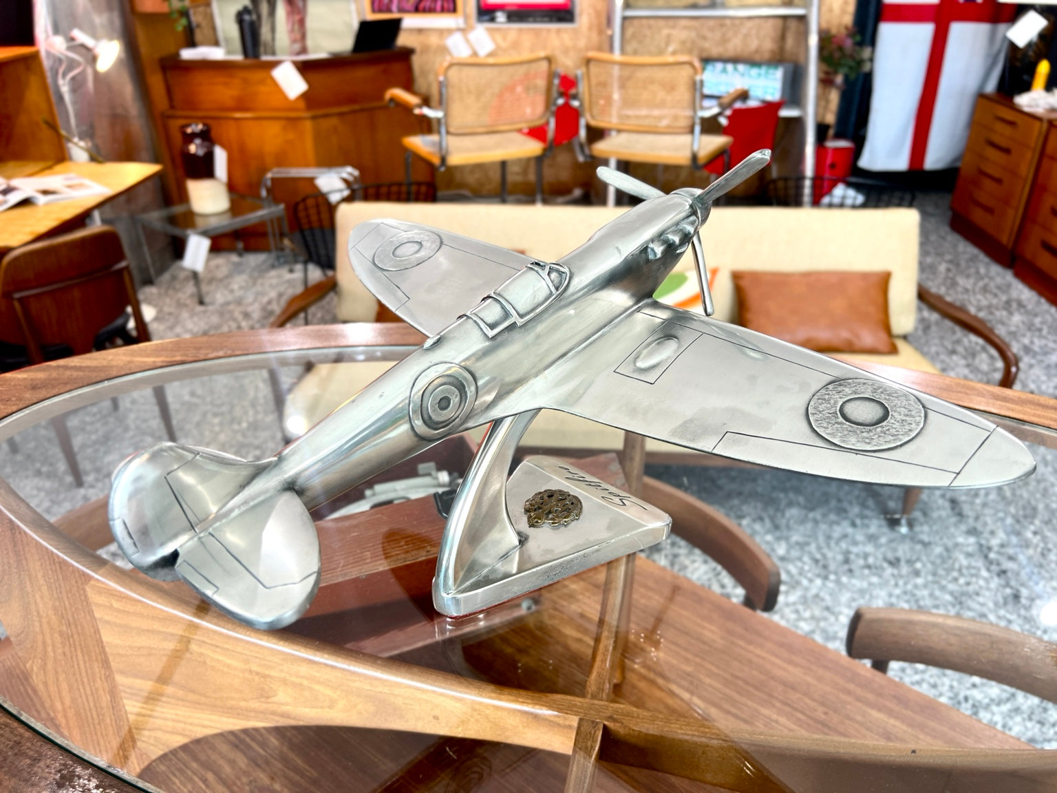 Scratch-built cast aluminium Spitfire model overhead view