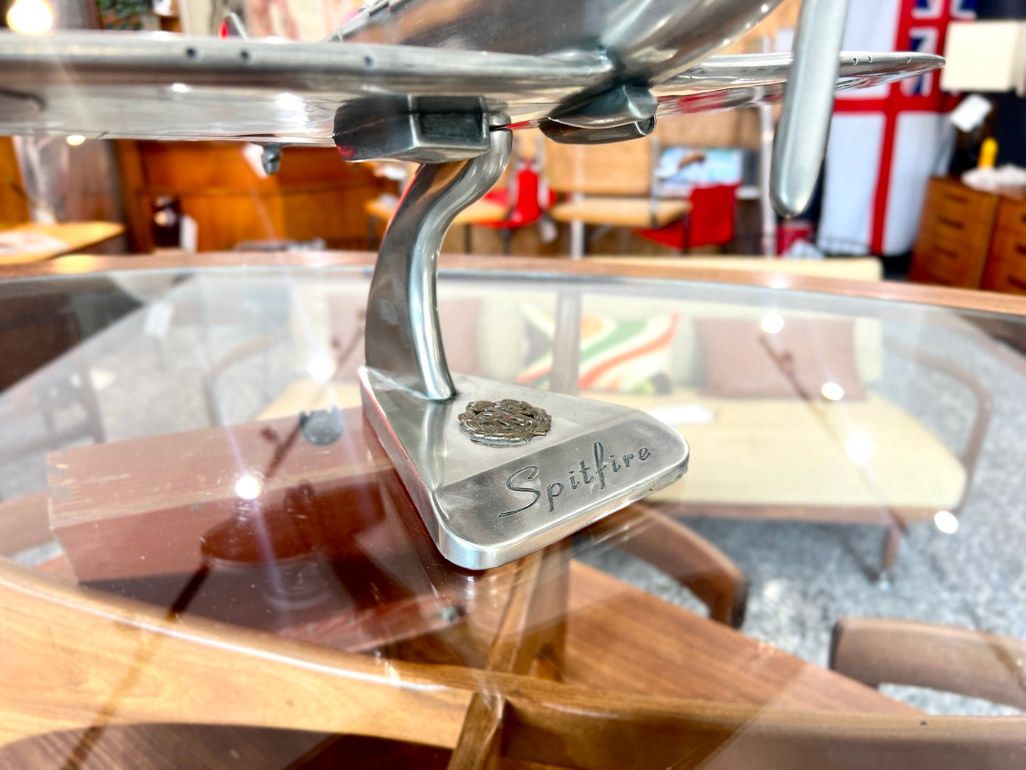 Scratch-built cast aluminium Spitfire model base detail