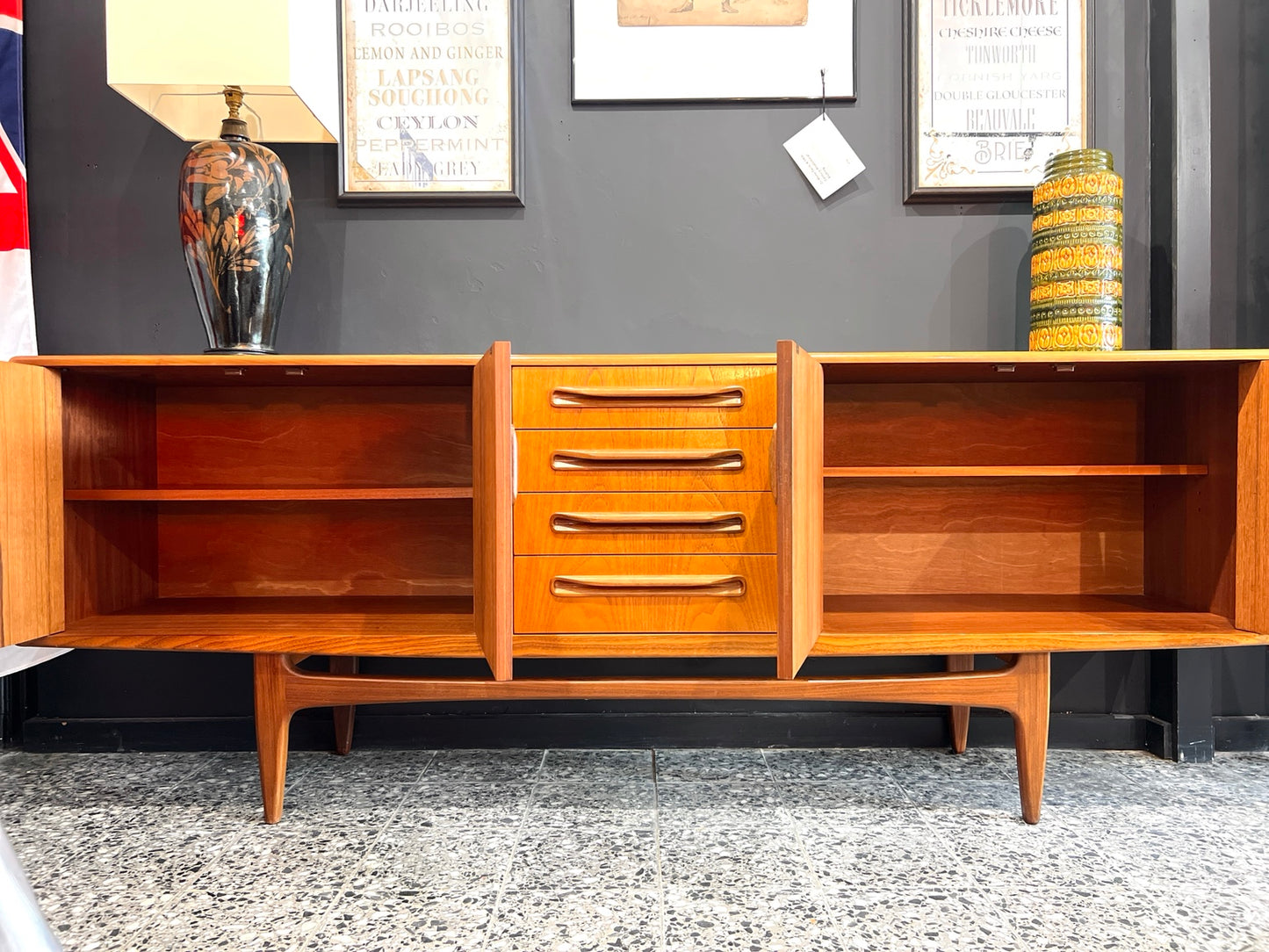 G Plan Fresco Long John sideboard cupboards open