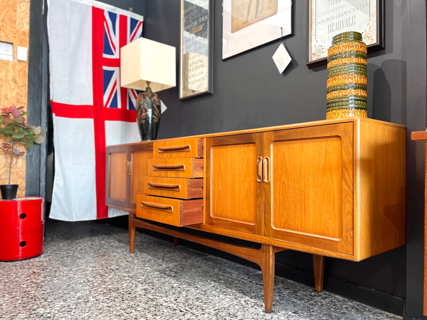 G Plan Fresco Long John sideboard drawers open