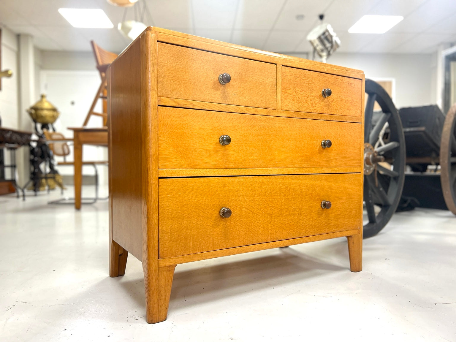Lebetkin Products Ltd ex Air Ministry oak chest of drawers front view