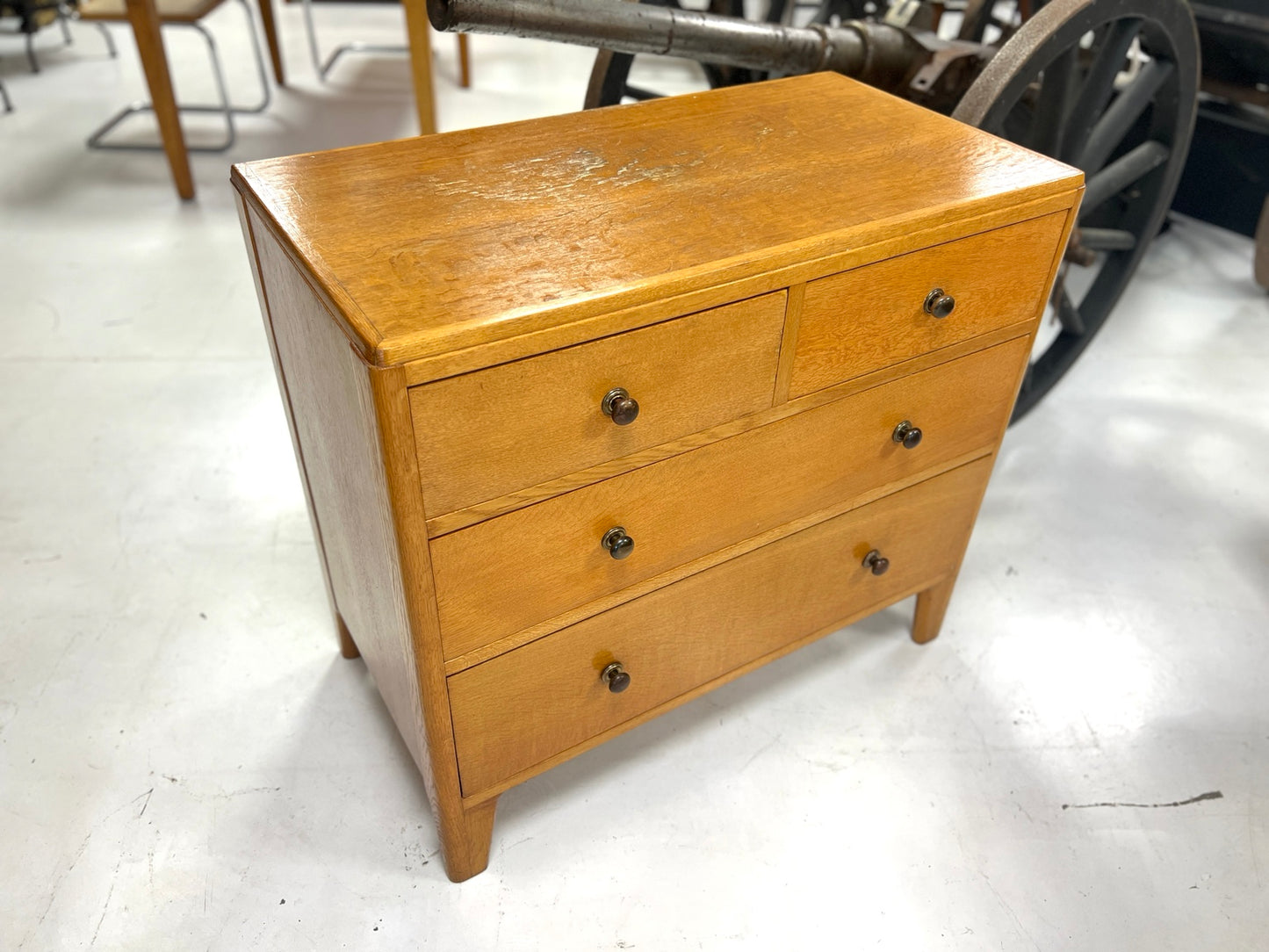 Lebetkin Products Ltd ex Air Ministry oak chest of drawers top view