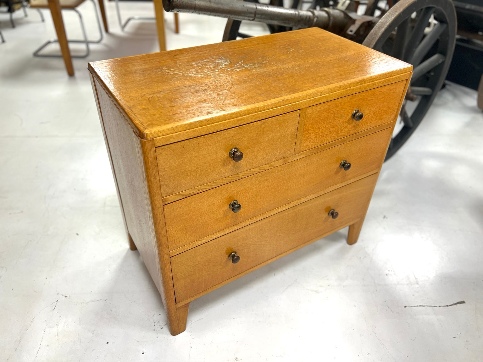 Lebetkin Products Ltd ex Air Ministry oak chest of drawers top view