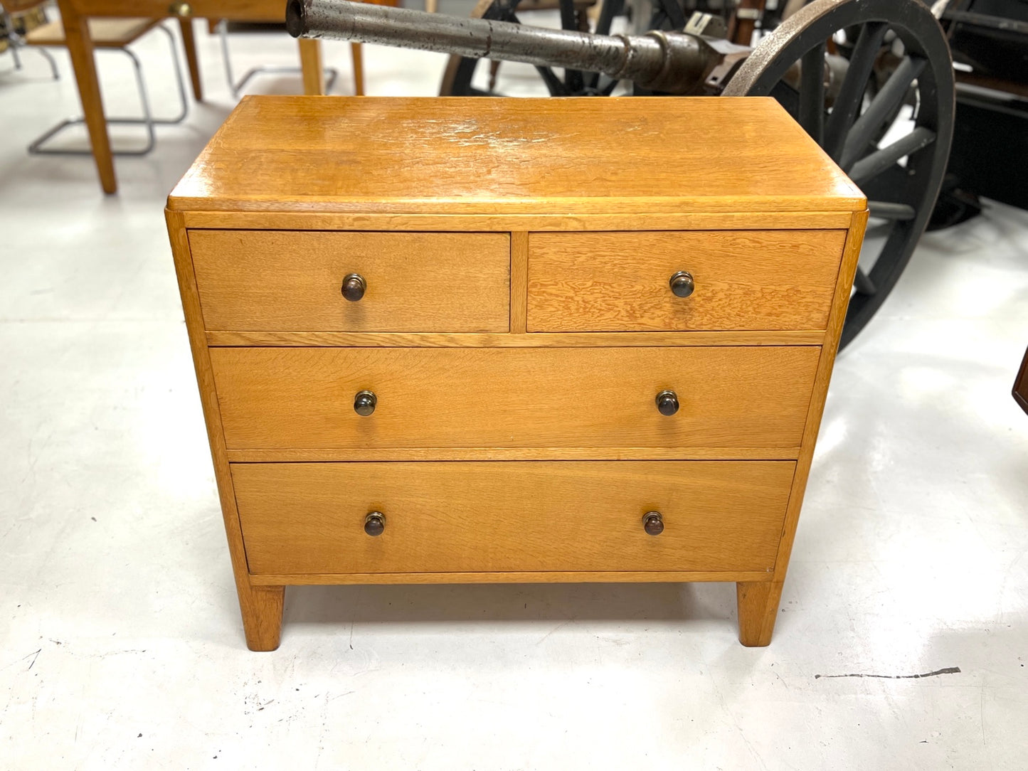 Lebetkin Products Ltd ex Air Ministry oak chest of drawers front detail