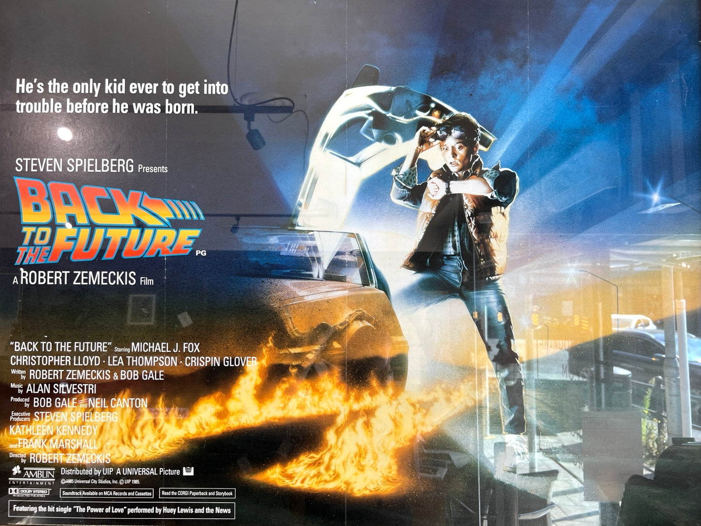 Original 1985 Back to the Future British quad cinema poster framed