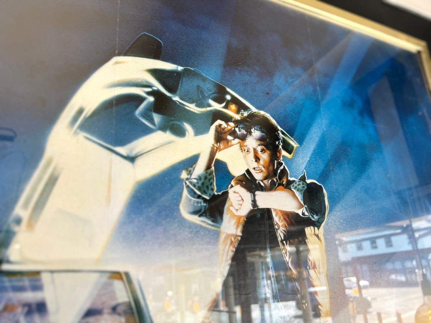 Original 1985 Back to the Future British quad cinema poster framed